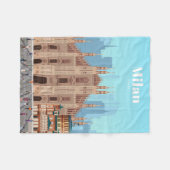 トラベルアートトラベルミラノイタリア フリースブランケット (正面(横))