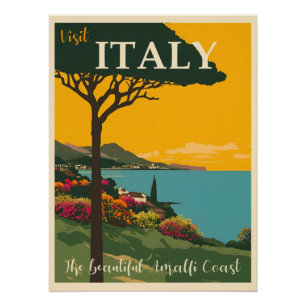 トラベルイタリア、アートイラストレーション、 ポスター