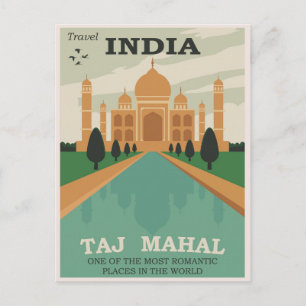 トラベルインディアタージマハル/レトロはがき ポストカード