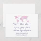 トラベルウェディング ウォーターカラー世界地図 Save the Date 招待状 (正面/裏面)