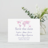 トラベルウェディング ウォーターカラー世界地図 Save the Date 招待状 (スタンド正面)
