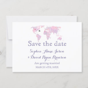 トラベルウェディング ウォーターカラー世界地図 Save the Date 招待状