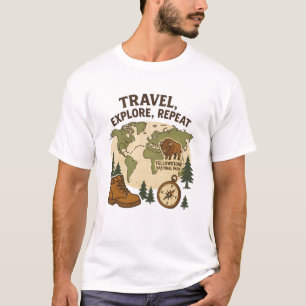 トラベルエクスプローラの繰り返し – イエローストーン国立公園 Tシャツ