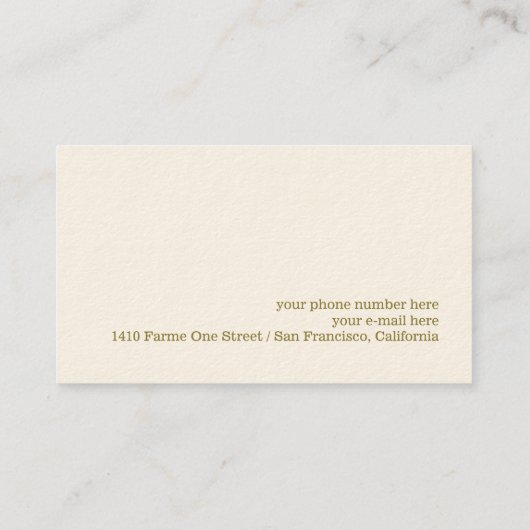 トラベルエレガントエージェントのシグネチャークリーム紙 名刺 (裏面)