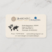 トラベルエージェントワールドマップバケーションウォーターティール(緑がかった色)ビーチ 名刺 (裏面)