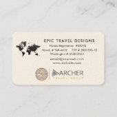 トラベルエージェントワールドマップバケーションウォーターティール(緑がかった色)ビーチ 名刺 (裏面)