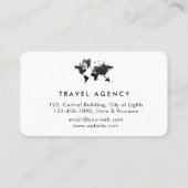 トラベルエージェントワールドマップバケーションウォーターティール（緑がかった色）ビーチB 名刺 (裏面)