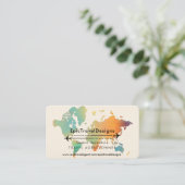 トラベルエージェントワールドマップバケーションウォーターティール（緑がかった色）B 名刺 (スタンド正面)