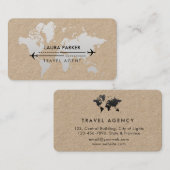 トラベルエージェントワールドマップバケーションサービスブラック 名刺 (正面/裏面)