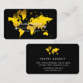 トラベルエージェントワールドマップバケーション金ゴールドグリッターBusi 名刺 (正面/裏面)