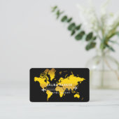 トラベルエージェントワールドマップバケーション金ゴールドグリッターBusi 名刺 (スタンド正面)