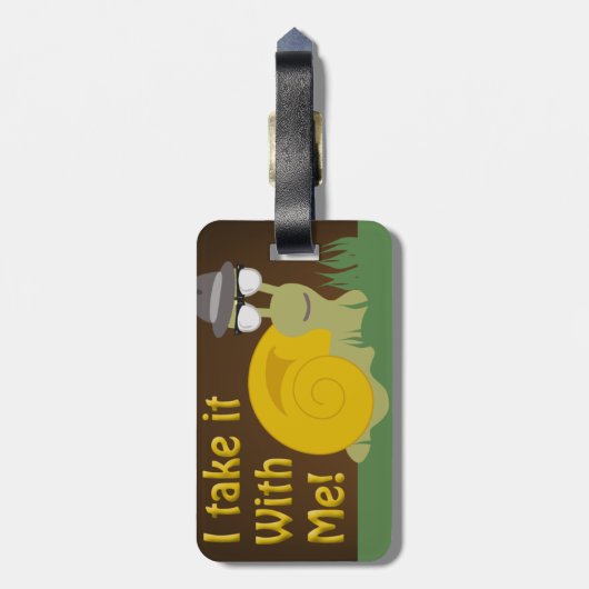 トラベルカタツムリおもしろいゴースローガン漫画アート ラゲッジタグ (裏面縦)