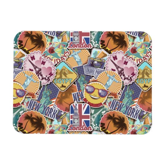 トラベルカラフルシールのパターン マグネット (横)