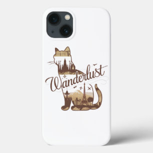 トラベルキャットワールドランドマークiphone case: Wanderlust iPhone 13ケース