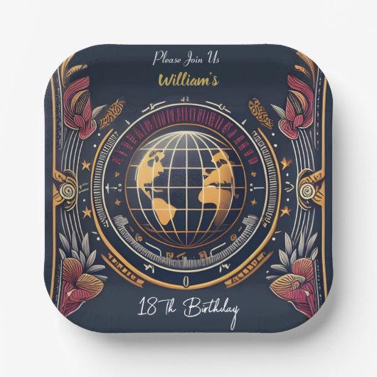 トラベルキャビンビーチ宛先18th誕生日 ペーパープレート (正面)