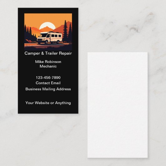 トラベルキャンパーとトレーラー修理の名刺 名刺 (正面/裏面)
