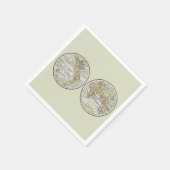 トラベルグローブマップアース1916ワールドアトラス スタンダードカクテルナプキン (角)