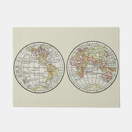 トラベルグローブマップアース1916ワールドアトラス ドアマット (正面)