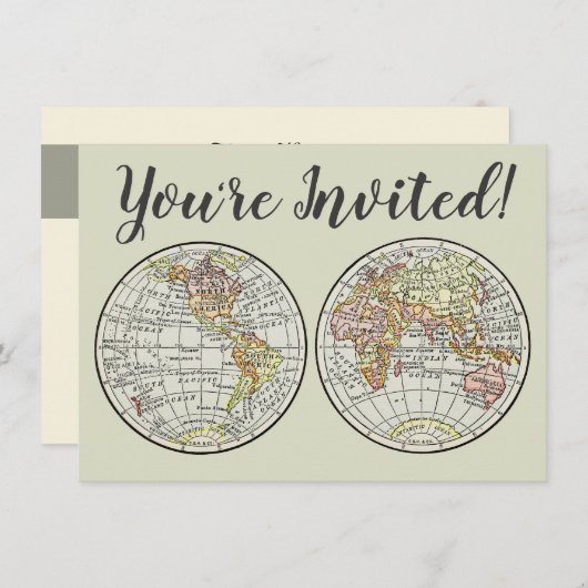 トラベルグローブマップアース1916ワールドアトラス 招待状 (正面/裏面)