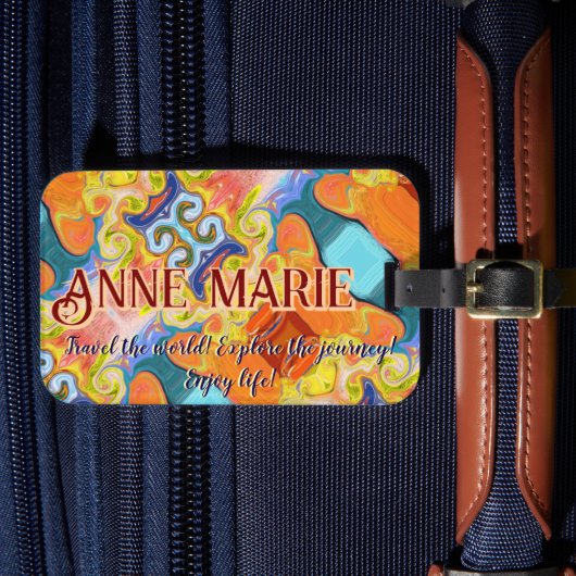 トラベルザワールド抽象芸術インペリアル名前をカスタムする ラゲッジタグ (正面インサイチュ4)