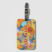 トラベルザワールド抽象芸術インペリアル名前をカスタムする ラゲッジタグ (正面縦)