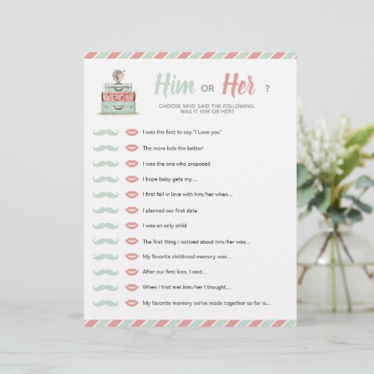 トラベルシャワーテーマベビーブライダル彼または彼女のゲーム (スタンド正面)