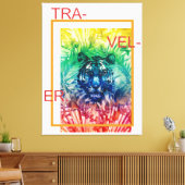 トラベルジャングルワイルドタイガー熱帯葉 キャンバスプリント (インサイチュ (リビング))