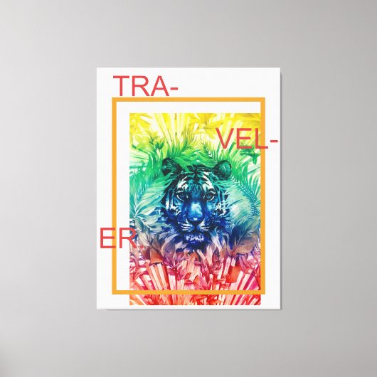 トラベルジャングルワイルドタイガー熱帯葉 キャンバスプリント (正面)