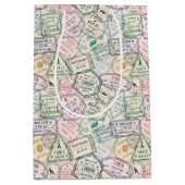 トラベルスタンプのパターン ミディアムペーパーバッグ (正面)