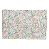 トラベルスタンプのパターン 枕カバー (裏面)