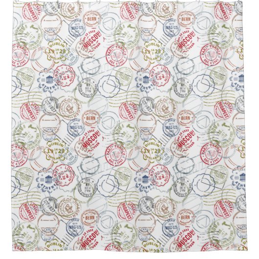 トラベルスタンプシャワーカーテン シャワーカーテン (正面)