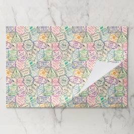 トラベルスタンプバースデーパーティー紙ランチョンマット ペーパーパッド