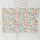 トラベルスタンプバースデーパーティー紙ランチョンマット ペーパーパッド (正面)