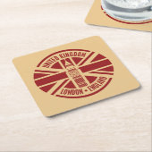 トラベルスタンプ、ロンドン・イングランド スクエアペーパーコースター (アングル)