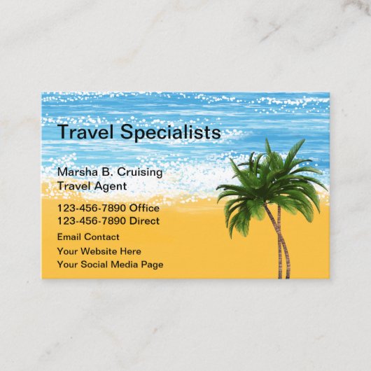 トラベルスペシャリストトロピカルテーマ 名刺 (正面)
