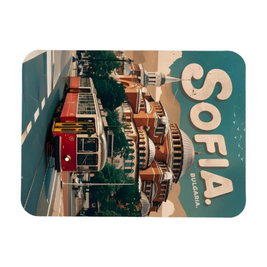 トラベルソフィア，ブルガリアヴィンテージギフトシティトラム マグネット (横)