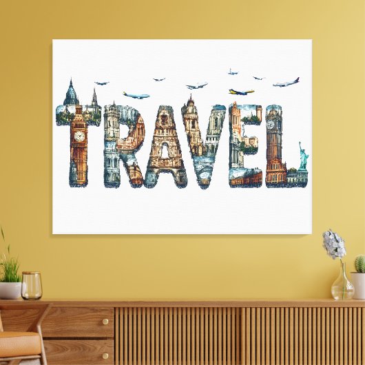 トラベルタイポグラフィウォールアート キャンバスプリント (インサイチュ (リビング))