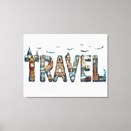 トラベルタイポグラフィウォールアート キャンバスプリント