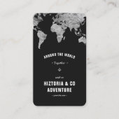 トラベルツアーアドベンチャーワールドマップシルバーブラック 名刺 (正面)