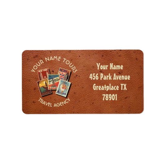 トラベルツアーエージェンシーヴィンテージはがき名前をカスタムする ラベル (正面)