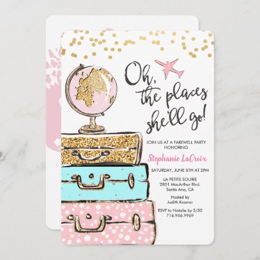 トラベルテーマのお別れパーティの招待状 招待状 (正面/裏面)