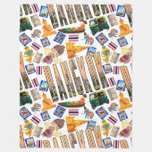 トラベルデスティネーションバンコクパターン フリースブランケット (正面)