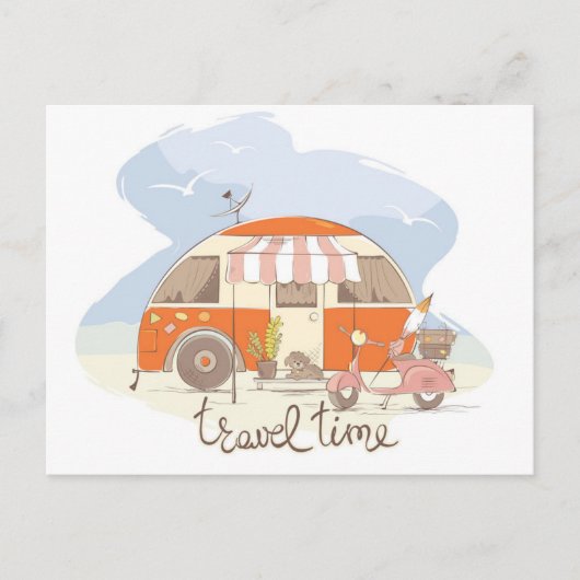 トラベルトレーラーの背景 ポストカード (正面)