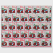 トラベルトレーラーキャンパーとツリークリスマス ラッピングペーパー (フラット)