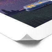 トラベルトレーラーシルバーRVとナイトスカイアートプリント ポスター (角)