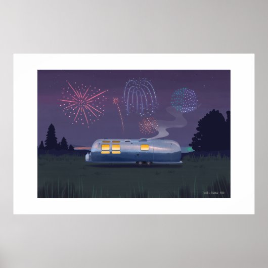 トラベルトレーラーシルバーRV & Nightエキストララージプリント ポスター (正面)