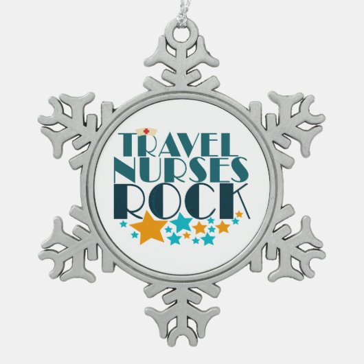 トラベルナースロック スノーフレークピューターオーナメント (正面)
