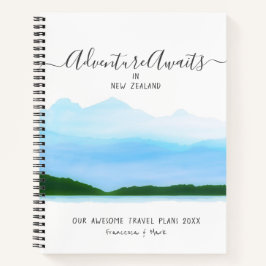 トラベルハネムーンカップルプランズブルーウォーターカラーネーム ノートブック