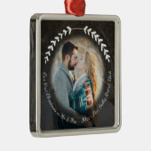 トラベルハネムーン写真エレガント手描きリース メタルオーナメント (右)