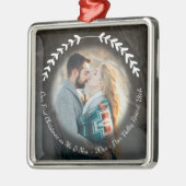 トラベルハネムーン写真エレガント手描きリース メタルオーナメント (左)